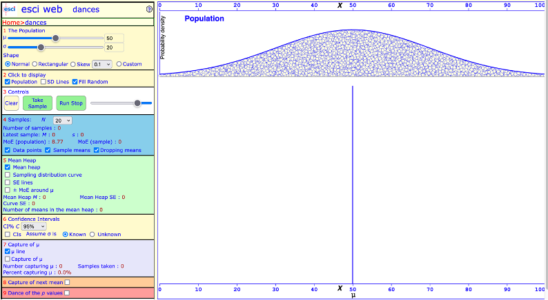 a screenshot of the ESCI website Dance tool